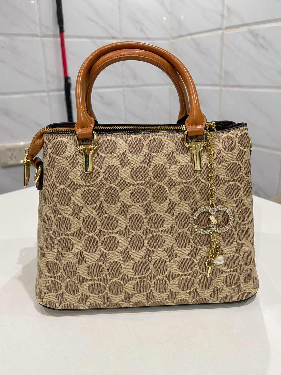 BellaVie Printed Structured Handbag