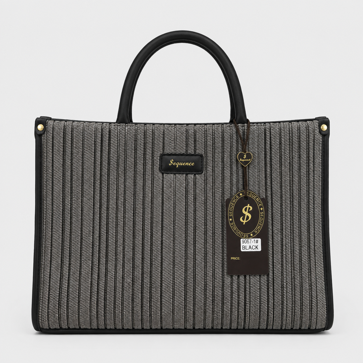 BellaVie Textured Black Tote Bag