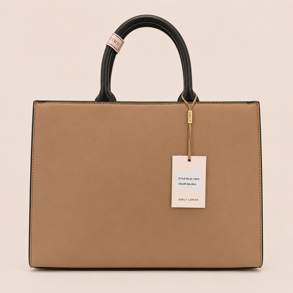 Emily Loran Floral-Embossed Structured Tote with Pouch