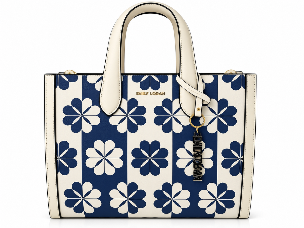 Emily Loran Floral tote Bag- Blue