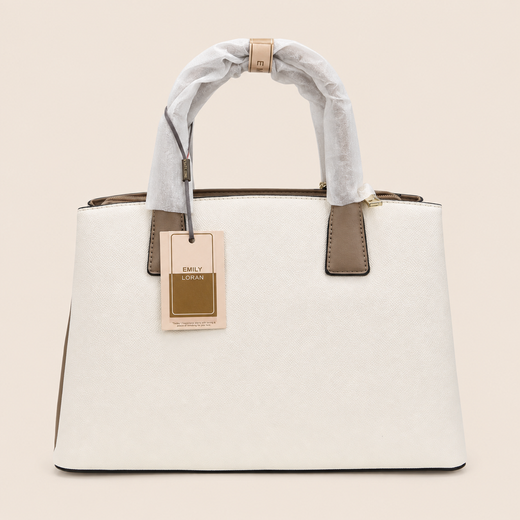 Emily Loran Floral-Embossed Structured Tote with Pouch