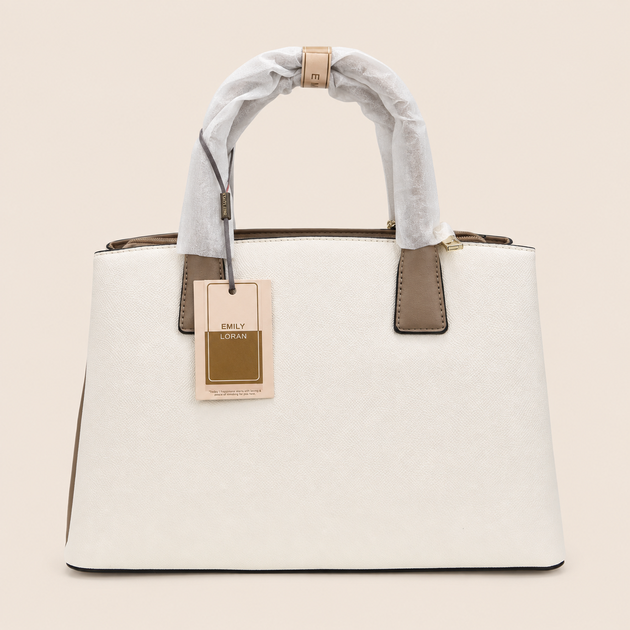 Emily Loran Two-Tone Structured Tote with Pouch & Sling
