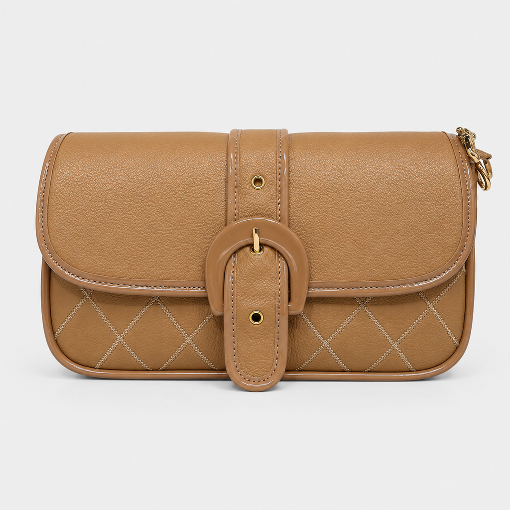 BellaVie Quilted Buckle Crossbody Bag