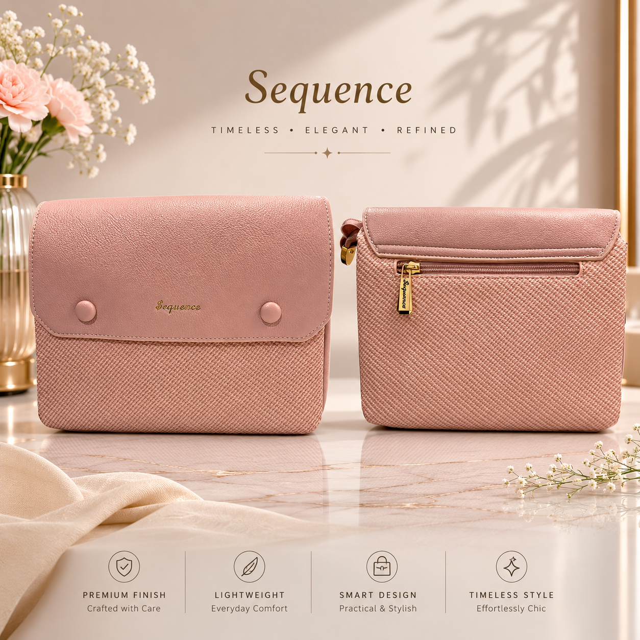 BellaVie Blush Pink Textured Crossbody Bag / Sling