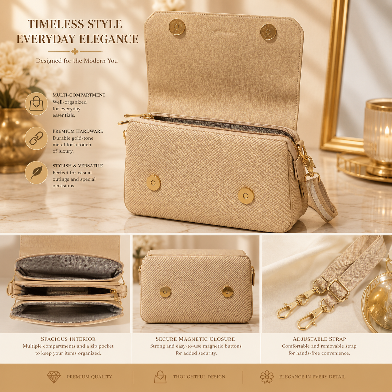 BellaVie Blush Pink Textured Crossbody Bag / Sling