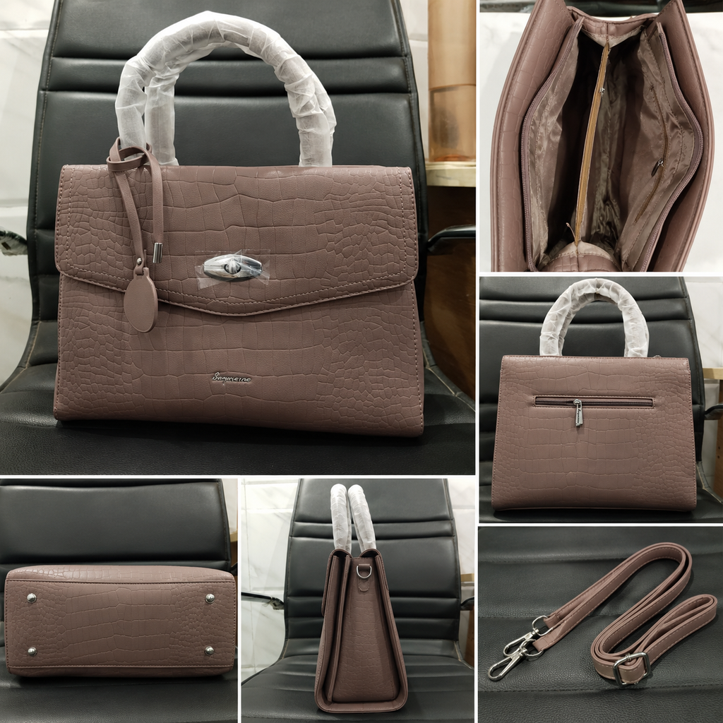 Bellavie Croc-Embossed Structured Handbag