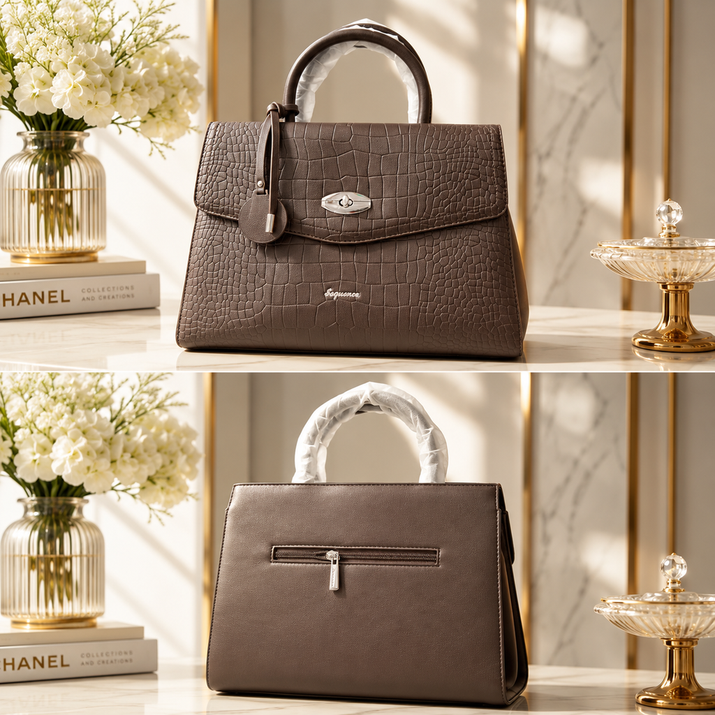 Bellavie Croc-Embossed Structured Handbag