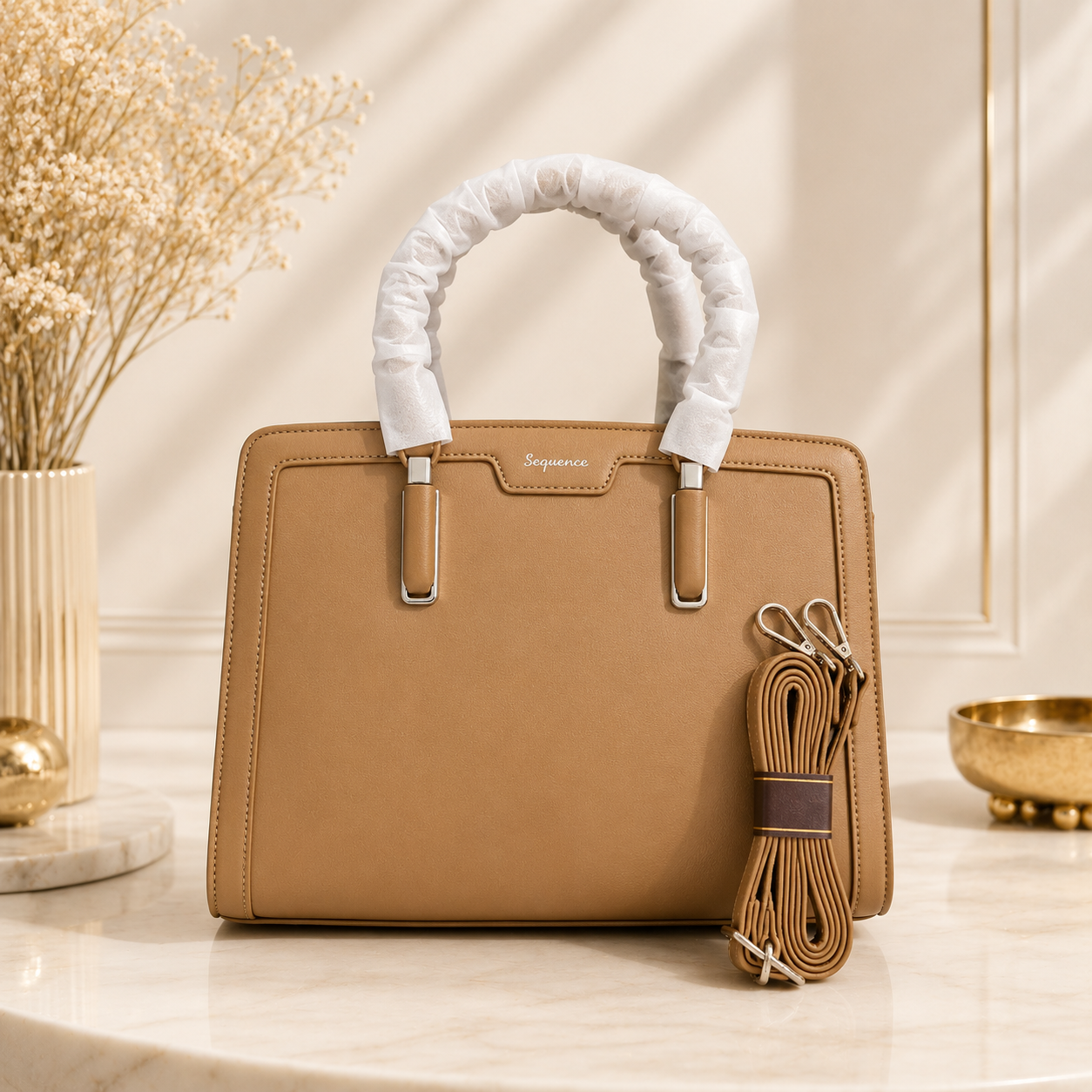 BellaVie Top-Handle Handbag – Taupe